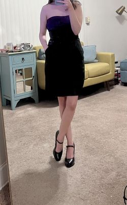 Purple And Black Dress With Pockets - Size 0