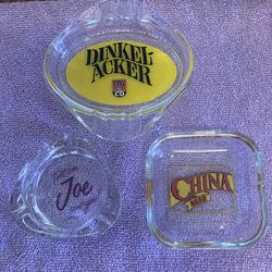 Set of 3 vintage glass ashtrays