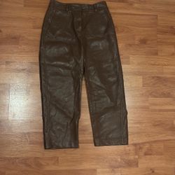 New Aritzia Babaton Brown Pleather Pants, Size 2