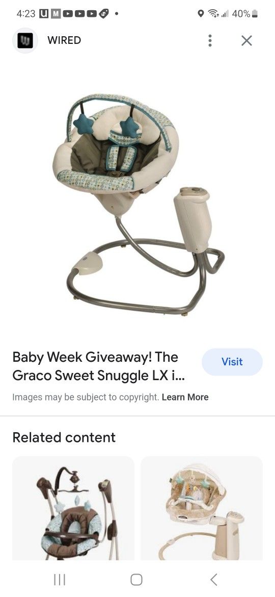 GRACO SWEET SNUGGLE INFANT SWIVEL SWING