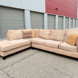 Beige Two-Piece Sectional Couch! ***Free CurbSide Delivery*** 