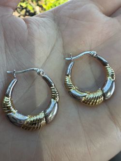 STERLING SILVER 925 Vintage Art Deco Stud Pierced Earrings hoops circle smooth ribby twisted design