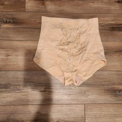 High Waist Shaping Briefs Lace Panel Beige Size 4XL