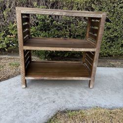 Rustic Wooden 2-Shelf Storage Stand Bookshelf Farmhouse