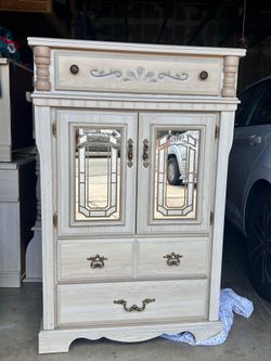 Vintage Light Oak Armoire Cabinet