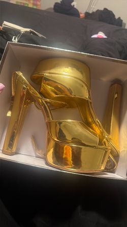 Gold platform heels