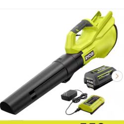 RYOBI 40V 120 MPH 550 CFM Cordless Battery Leaf Blower With 4.0 Ah Battery and Charger