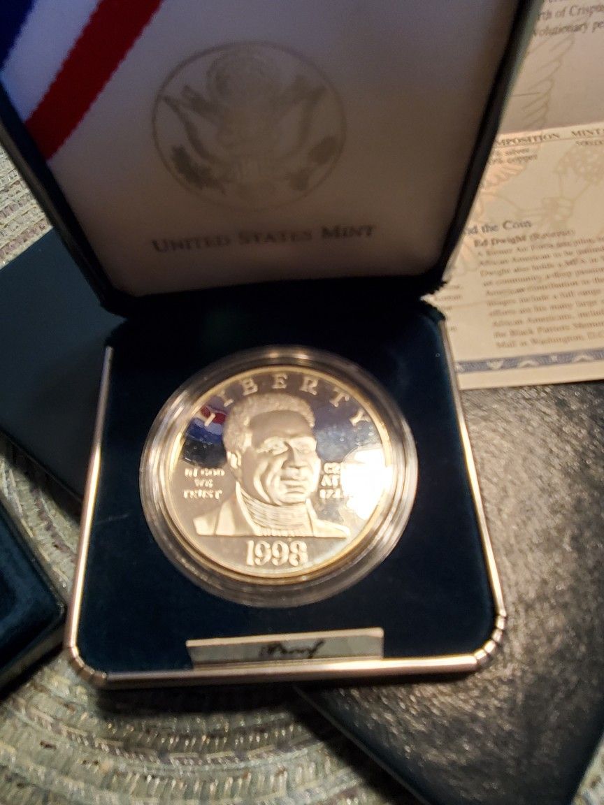 1998 Crispus Attucks PROOF DEEP CAMEO SILVER DOLLAR  COMMERATIVE Coin
