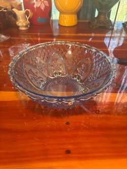 Blue Depression Glass Serving Bowl