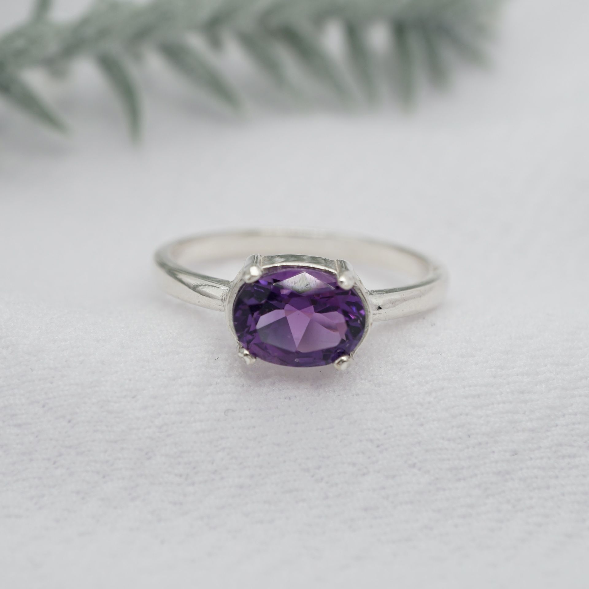 Hand made amethyst ring, sterling silver, American made,...