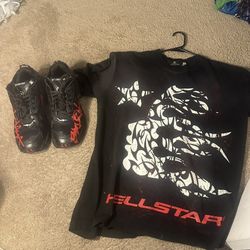 Balenciaga Runner Graffiti Sneakers and Hellstar Thorn T-Shirt Red (can also be sold separately)