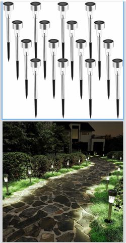 16 Pack Solar Lights Outdoor, Stainless Steel Solar Pathway Lights Solar Lights Outdoor Waterproof ,LED Landscape Lighting Walkway for Landscape/ Pati