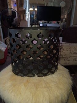 Dark Metal Waste Basket or Magazine Holder