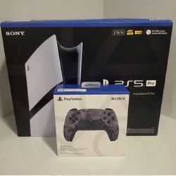 New Sealed Sony PlayStation 5 PS5 Pro 2TB Console + Grey Camo DualSense Bundle