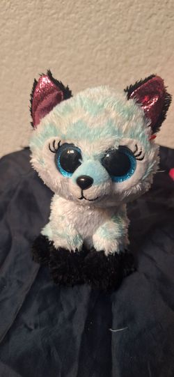 Ty Beanie Boos "Atlas" Aqua Chevron Fox Plush – Excellent Condition