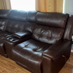 Brown Leather Sectional 