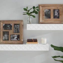 2 White Floating Shelves 