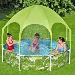 Outdoor Garden, Pool 8 ft. x 20 in., Round Above Ground Pool Set With Pool Shade, New in Box
