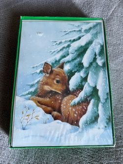 Winter Deer Christmas Greeting Cards Box Set 18 Cards With 19 Envelopes
