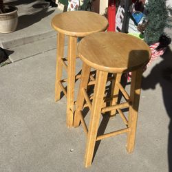 2 Wooden Stools 