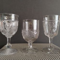 Lot of 3 EAPG Early American Pattern Glass Goblets