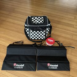 🏁 INDY 500 Indianapolis Motor Speedway Checkered Carrying Cooler Bag Folding Padded Seat Snack Bowl