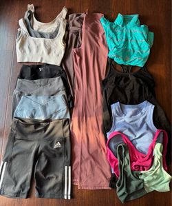 Set of 14 Workout Activewear Bundle Gym Clothes Ladies S Leggings Bra Tops Shorts Yoga Adidas Spyder