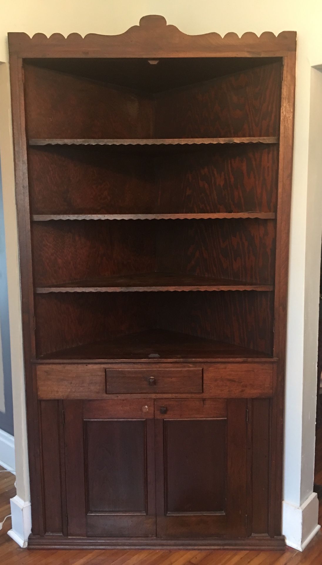 Antique corner hutch cabinet