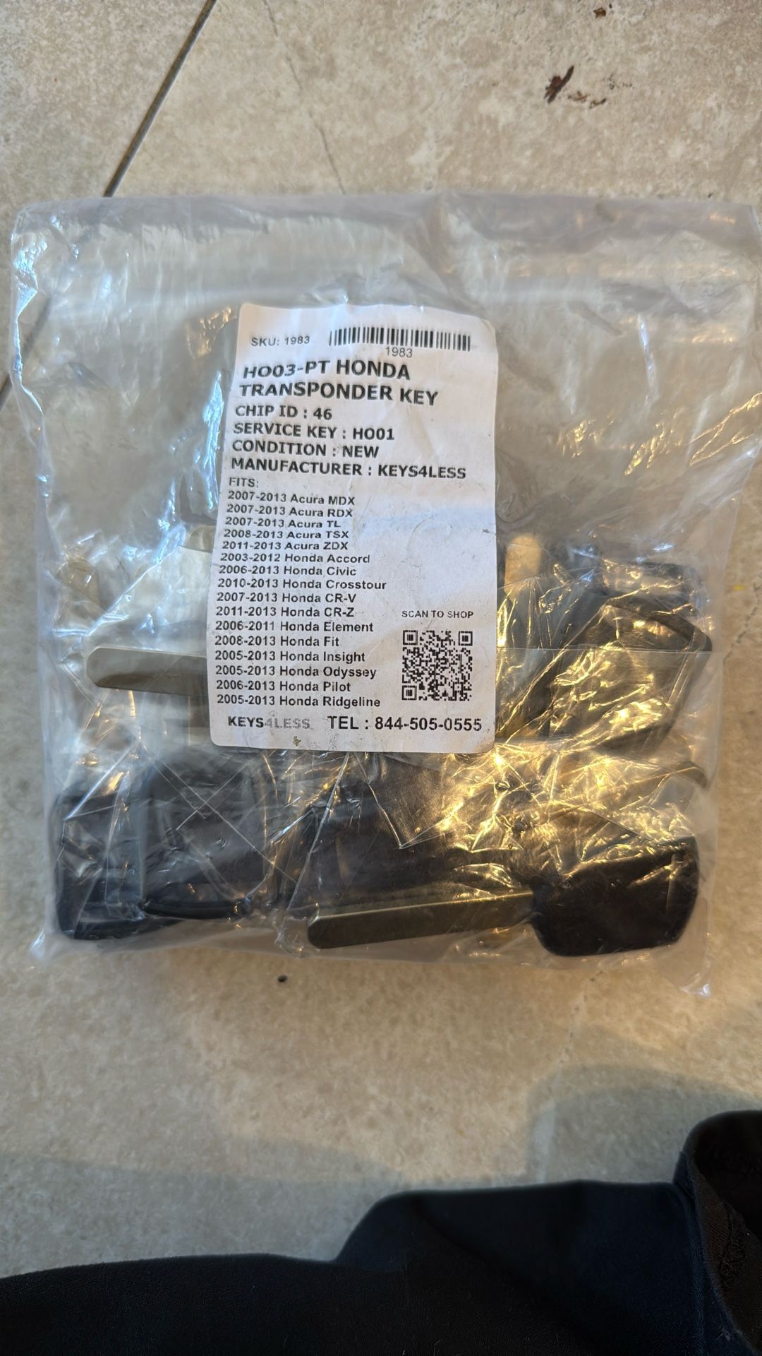 NEW Honda / Acura Transponder Key – CHIP ID 46 (Uncut)