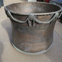 VTG  Large Copper Footed Planter "Decorative Trim" Great Display 