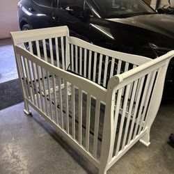 White Baby Crib + Mattress