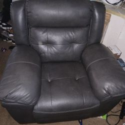 Large Grey Leather Recliner