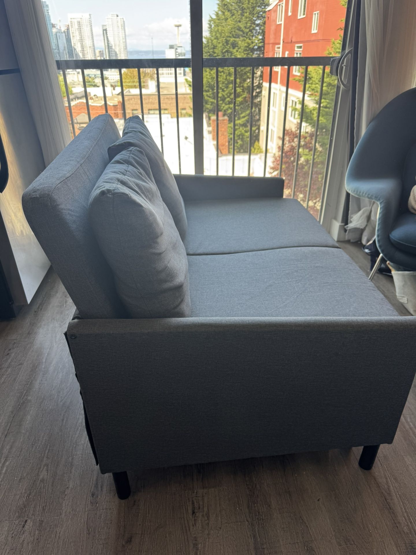 Sleeper Pullout Couch Loveseat Dark Gray