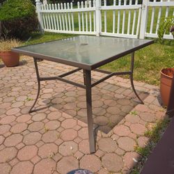 outdoor square glass top table