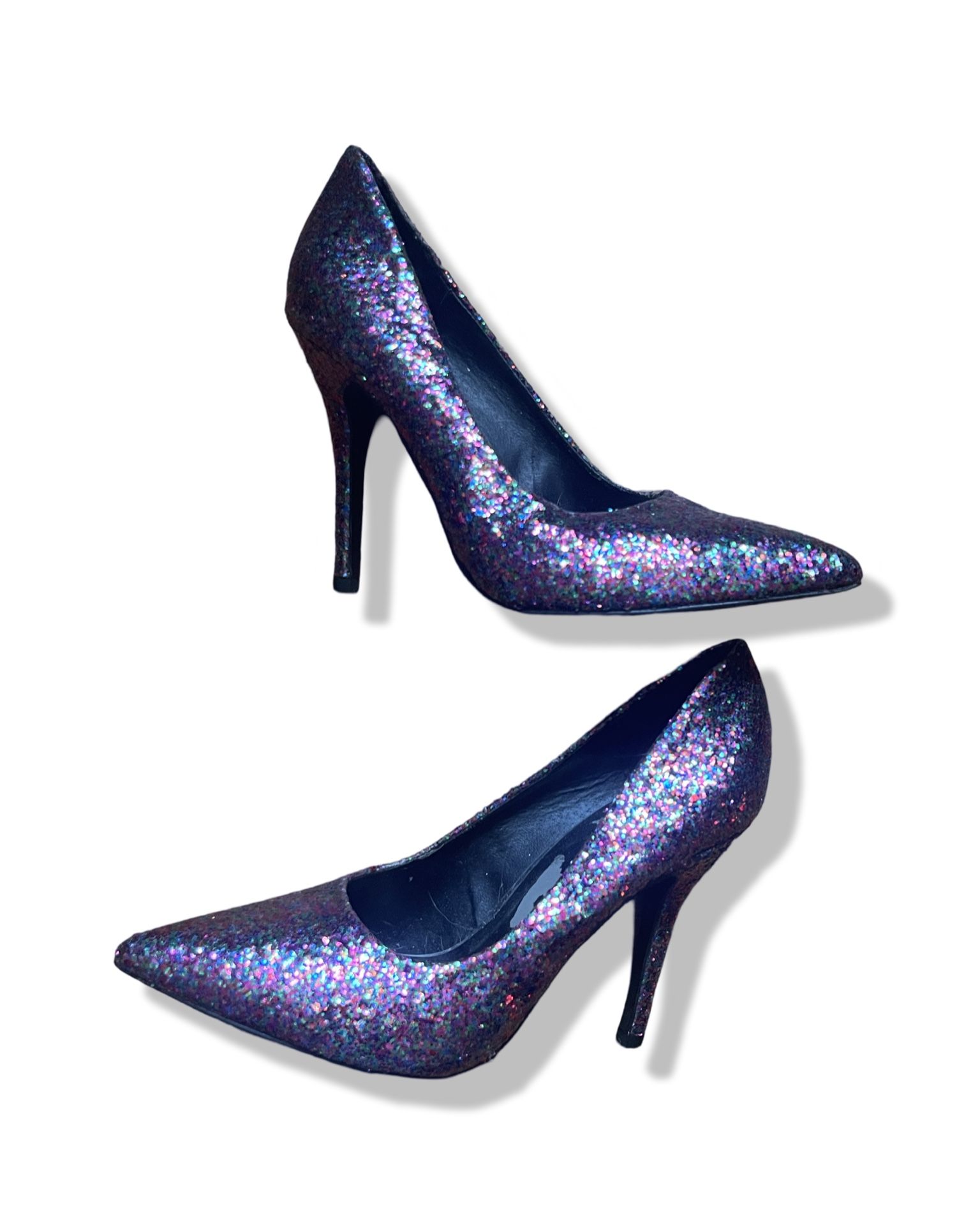 Multicolored ShoeDazzle Glitter 4” Stiletto Heels Size 8