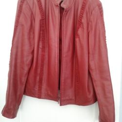 Unisex Red Leather Jacket