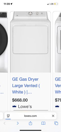 GE General Electric Gas Dryer Machine From Lowes