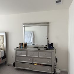 Queen Size Bed, Dresser, and a Night Stand