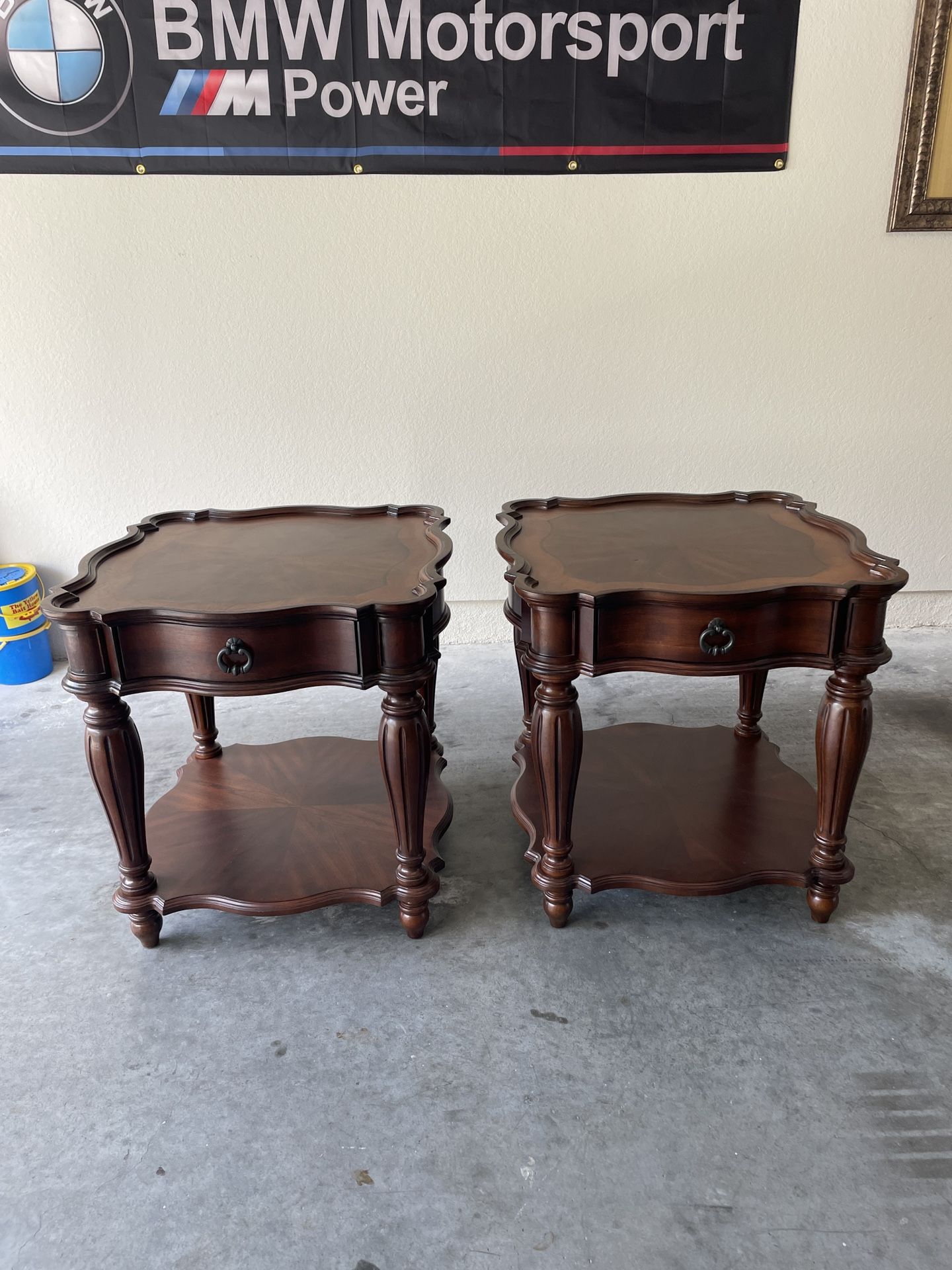 Two Large Wood End Tables w/ Storage from Klaussner Home Furnishings
