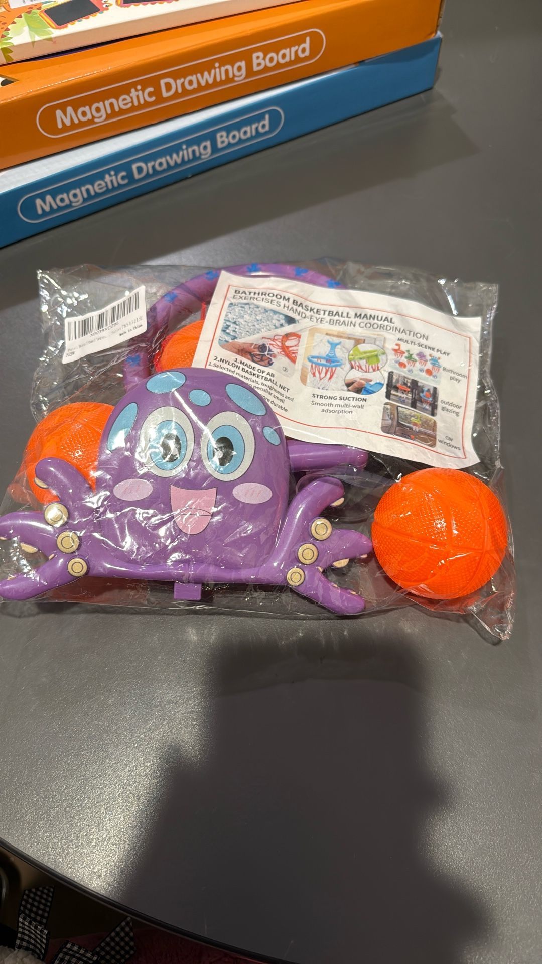 Bath Toys - Bathtub Basketball Hoop for Kids Toddlers, Fishing Games Playset with Floating Mold Water Spray Toys, Fun Basketball Bath Toy with Suction