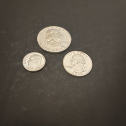 Coins – SILVER - Brilliant Uncirculated - 90% SILVER - Originally Part of 1962 Proof Set – Total 3 Coins
