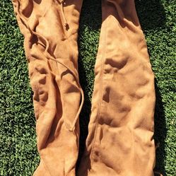 Women’s New Brown Faux Suede Tied Flat Boots