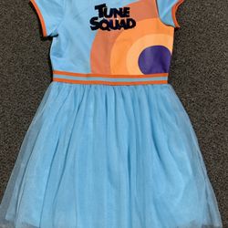 New Space Jam girls size XL (14/16) flip sequined blue and gold Tune Squad dress