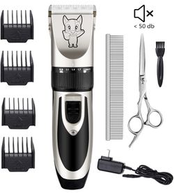 Dog Grooming Kit Clippers, Low Noise, Electric Quiet, Rechargeable, Cordless, Pet Hair Thick Coats Clippers Trimmers Set, Suitable for Dogs, Cats, and Thumbnail
