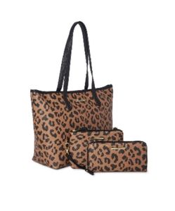 NWOT 3 piece animal print tote set