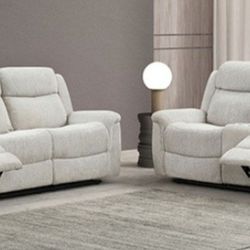 Brand New Grey Super Plush Reclining Sofa & Loveseat 