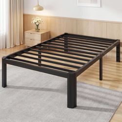 Merrland 14"Twin Metal Bed Frame, 3500 lbs Heavy Duty Platform Bed Frame, Fan-Shaped Legs, Easy Assembly, Black