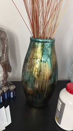 Decorative Vase with Metallic Drip Finish