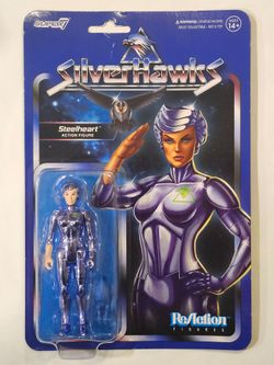 SUPER 7 REACTION FIGURES. SILVER HAWKS. STEELHEART 3.75 " VAC METAL ACTION FIGURE.