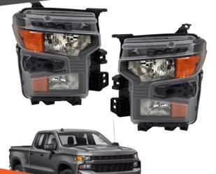 Pair Headlights Assembly 2022 2023 2024 Chevy Silverado 1500 Halogen Headlamps left right Side 